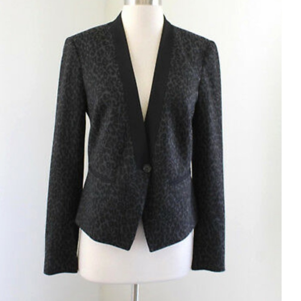 Loft Black Leopard Tuxedo Blazer NWT